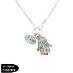 Collier  Pendentif Oeil Bleu Argent - Bijoux-egyptiens.fr